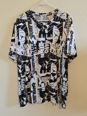 Jordan Black & White Allover Graphic Short Sleeve Tee - XXL